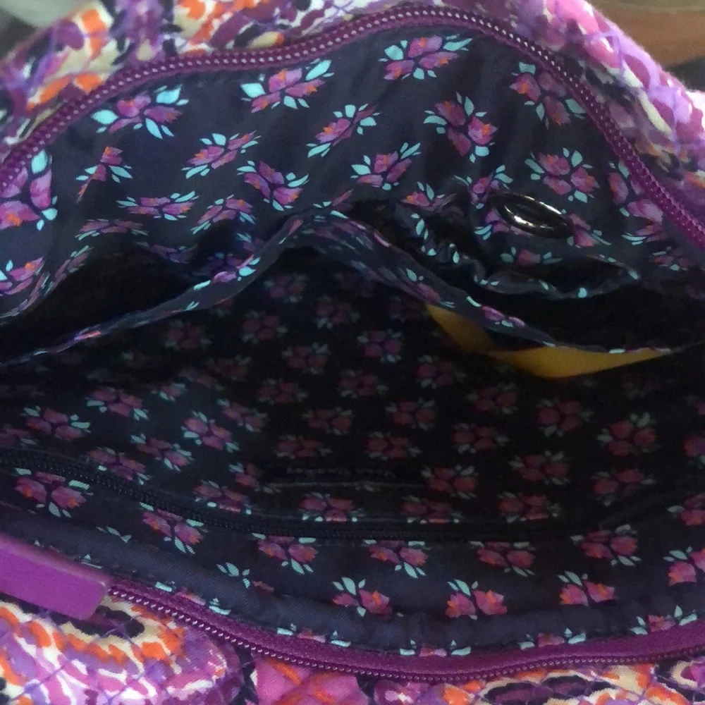VERA BRADLEY Crossbody Hipster Purple/ Orange Paisley Bag/ Purse - Picture 8 of 13
